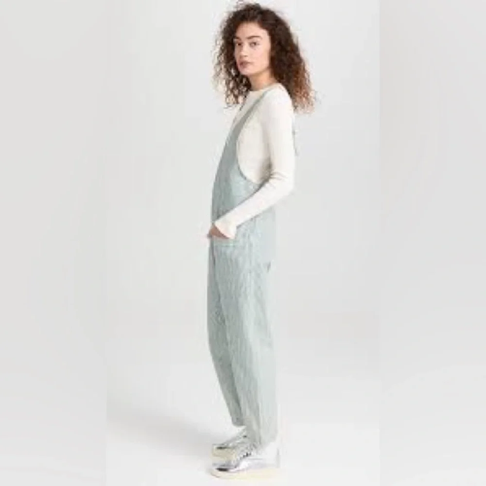 Free People Intown Mint Striped Jumpsuit Size Small NWT‎